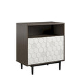 Mobiletto decorativo con motivo esagonale e 2 ante, credenza contenitore in legno per ingresso e soggiorno