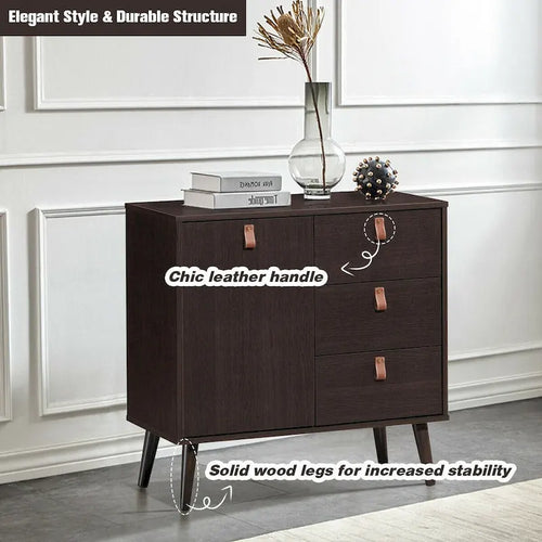 3-drawer Sideboard Storage Display Cabinet-Brown