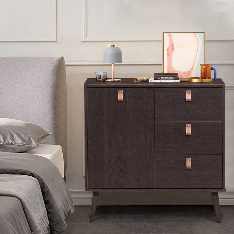 Credenza contenitore ed espositore con 3 cassetti - marrone