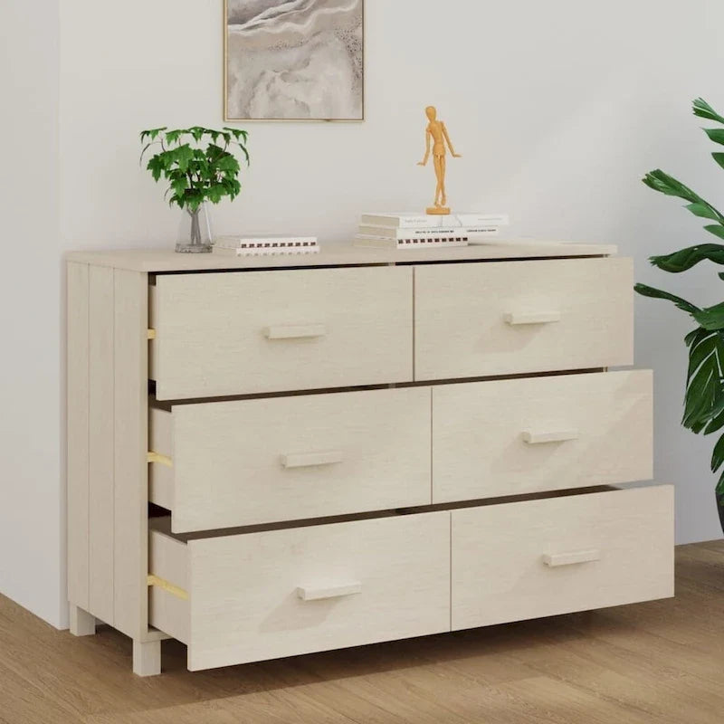 Credenza buffet e mobile consolle con contenitore in legno massello di pino