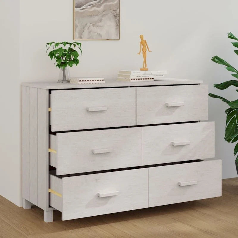 Credenza buffet e mobile consolle con contenitore in legno massello di pino