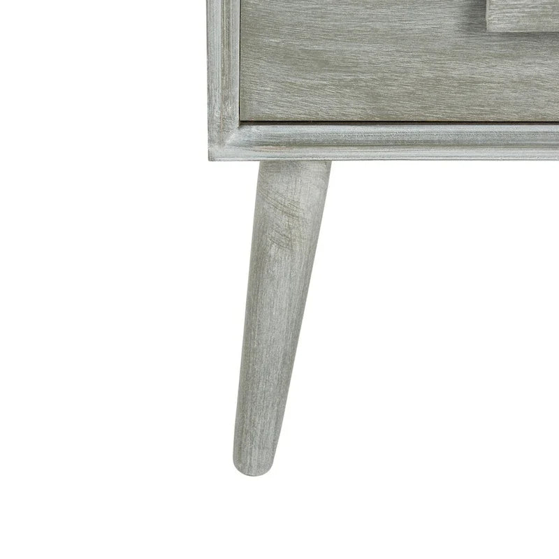 Grey 3-Drawer Nightstand, Mid Century Bedside Table with Solid Wood Legs for Bedroom