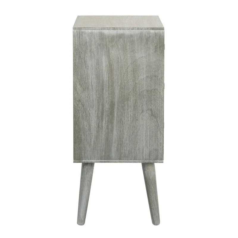 Grey 3-Drawer Nightstand, Mid Century Bedside Table with Solid Wood Legs for Bedroom