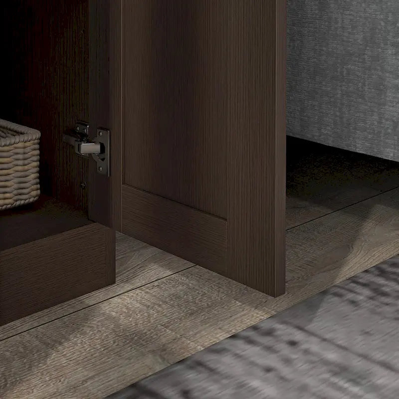 Mobile contenitore alto da 69 con ripiani mobili, dispensa in stile moderno con ante a chiusura ammortizzata, color caffè