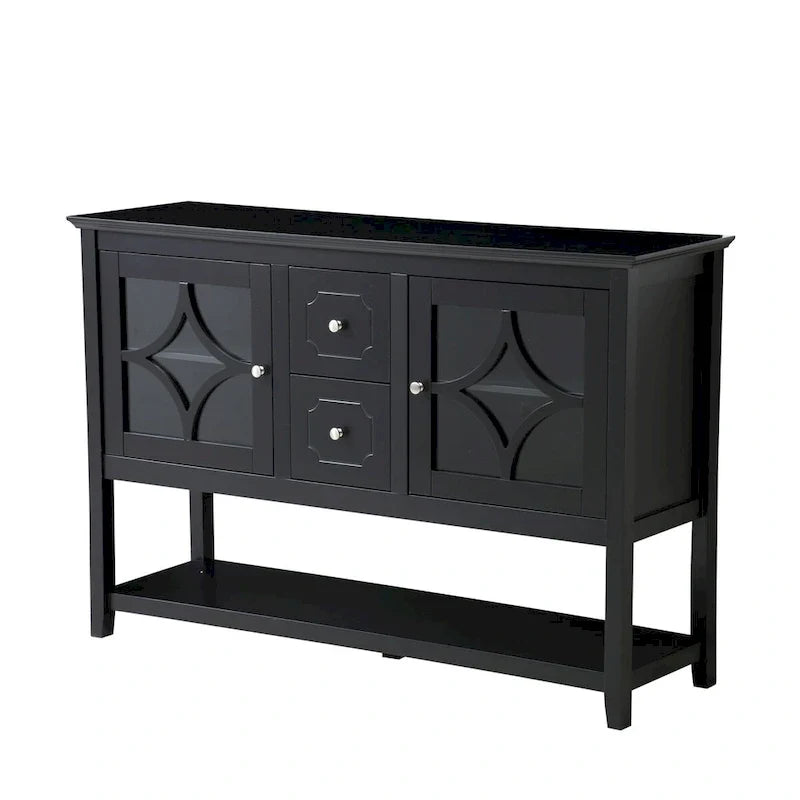 Credenza buffet e tavolo consolle con ripiani regolabili e cassetti