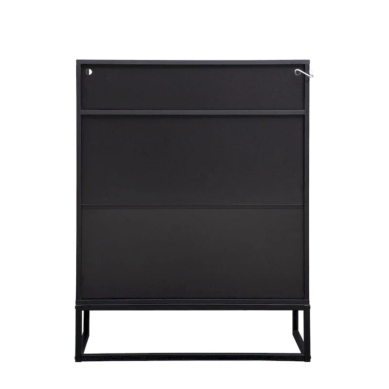 5-Tier Shoe Storage Cabinet, Wooden Shoe Cabinet with Doors Shoe Organizer with Open Shelves for Entryway, Hallway, Living Room