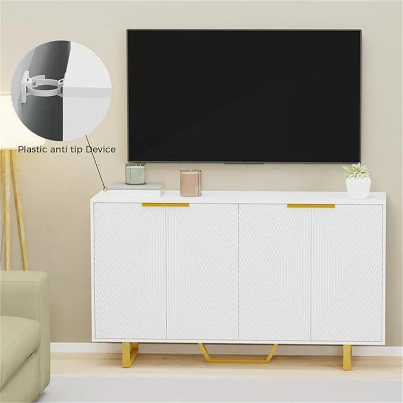 Rattan Storage Cabinet with 3 Drawers and 1 Door, Wood Accent Cabinet for Living Room
