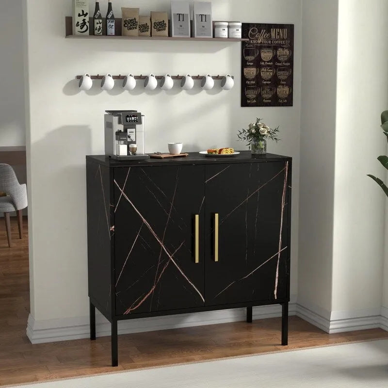 Rattan Storage Cabinet with 3 Drawers and 1 Door, Wood Accent Cabinet for Living Room