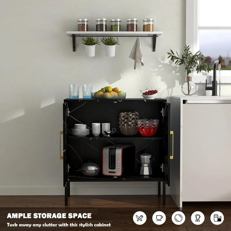 Rattan Storage Cabinet with 3 Drawers and 1 Door, Wood Accent Cabinet for Living Room