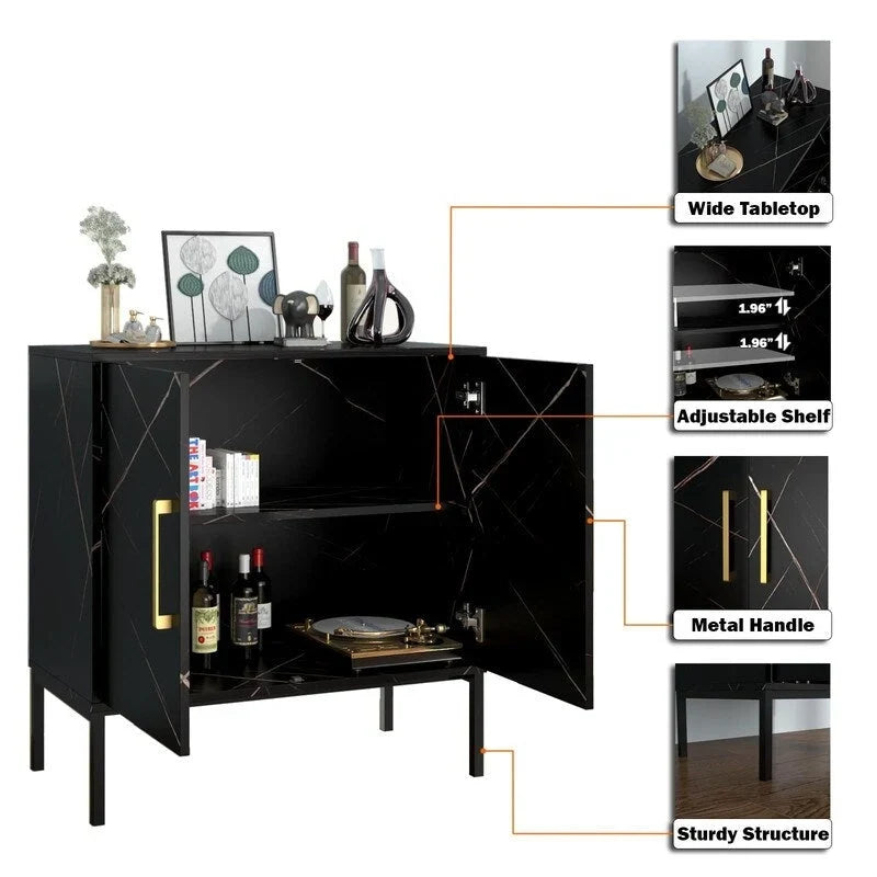 Rattan Storage Cabinet with 3 Drawers and 1 Door, Wood Accent Cabinet for Living Room