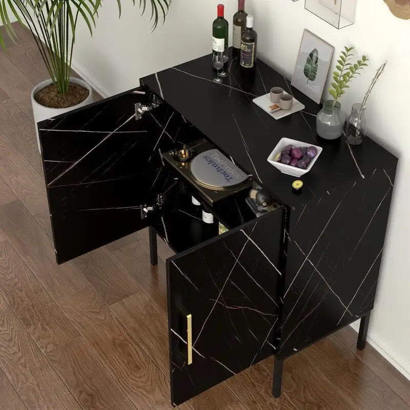 Rattan Storage Cabinet with 3 Drawers and 1 Door, Wood Accent Cabinet for Living Room