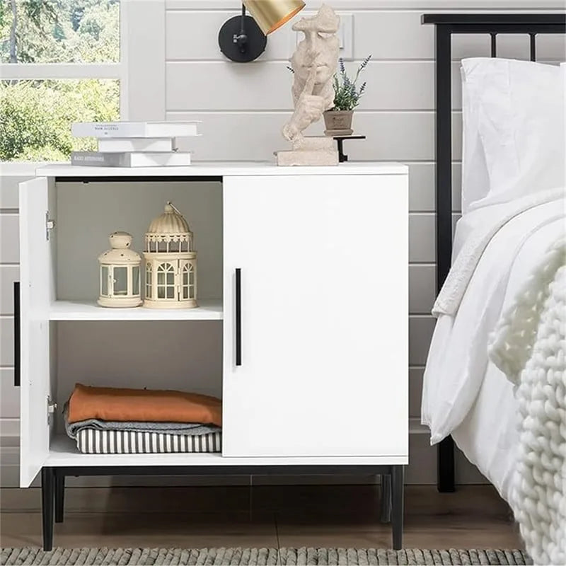 Rattan Storage Cabinet with 3 Drawers and 1 Door, Wood Accent Cabinet for Living Room