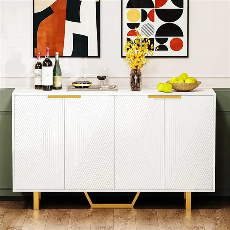 Rattan Storage Cabinet with 3 Drawers and 1 Door, Wood Accent Cabinet for Living Room