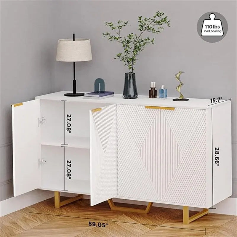 Rattan Storage Cabinet with 3 Drawers and 1 Door, Wood Accent Cabinet for Living Room
