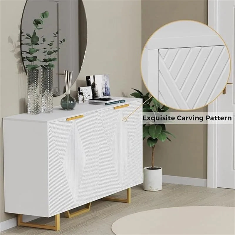 Rattan Storage Cabinet with 3 Drawers and 1 Door, Wood Accent Cabinet for Living Room
