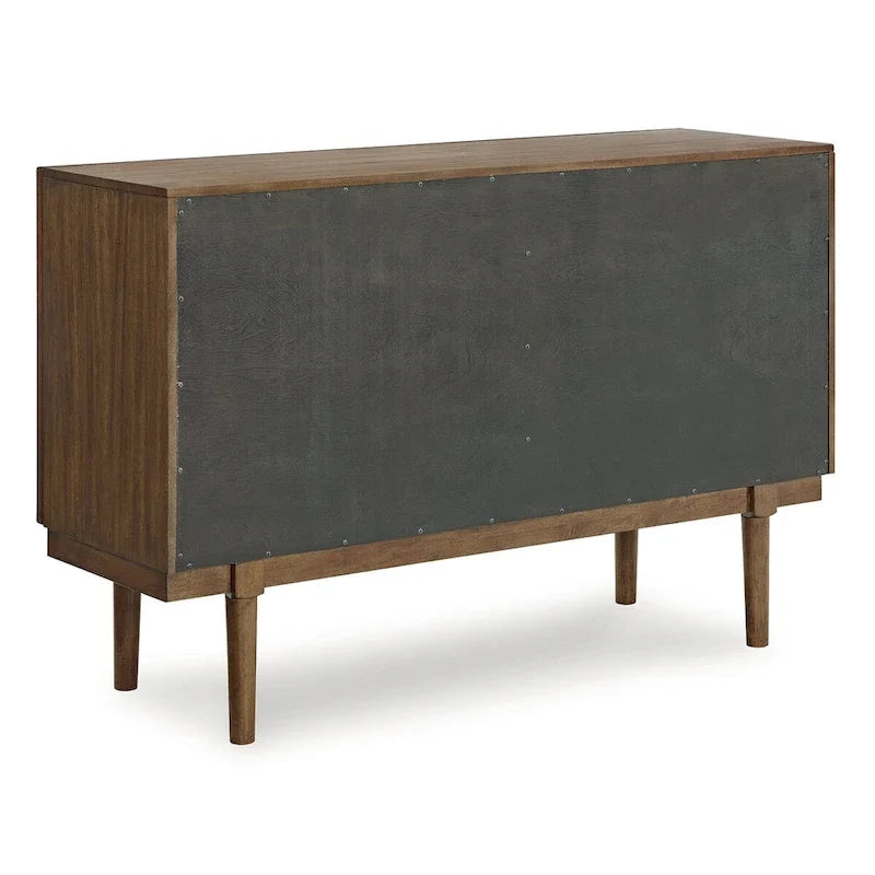 Mid-Century Wood Sideboard Buffet Cabinet, 2 Doors 3 Drawers Storage Credenza with Gold Metal Handles