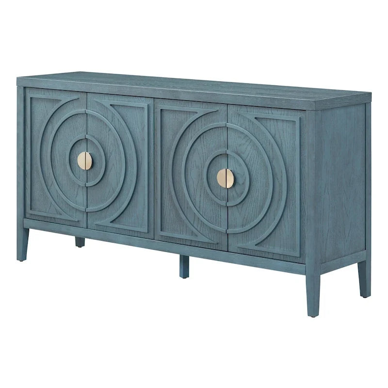 Retro Sideboard Round Metal Door Handle Two Large Cabinets Adjustable Shelves