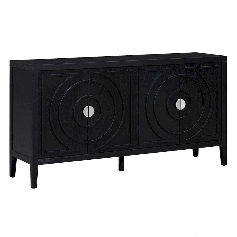 Retro Sideboard Round Metal Door Handle Two Large Cabinets Adjustable Shelves