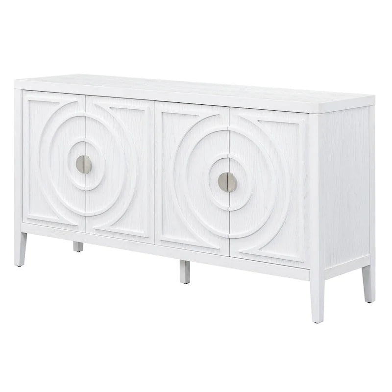 Retro Sideboard Round Metal Door Handle Two Large Cabinets Adjustable Shelves