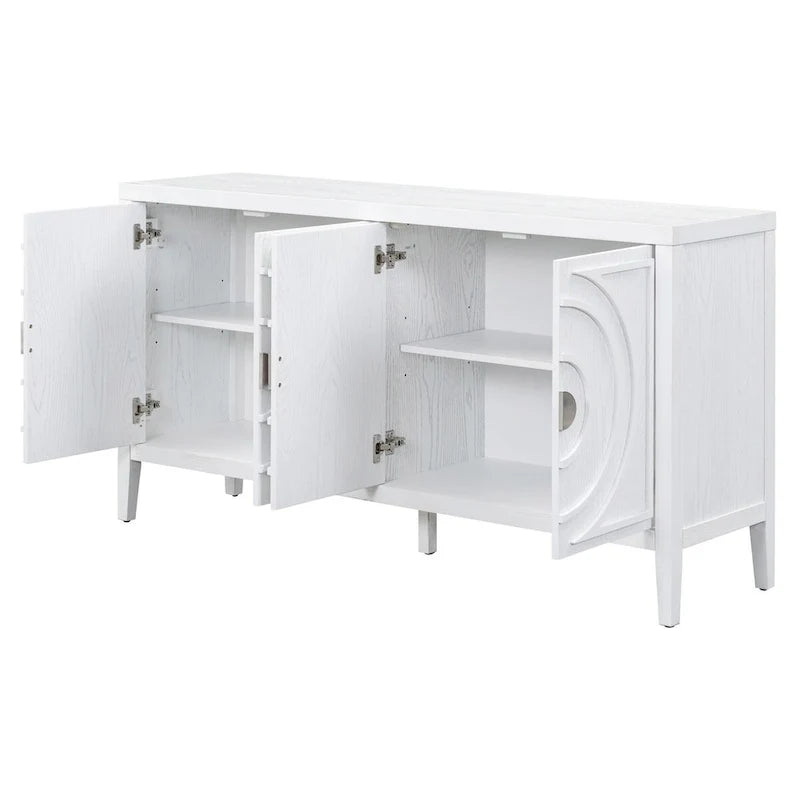 Retro Sideboard Round Metal Door Handle Two Large Cabinets Adjustable Shelves