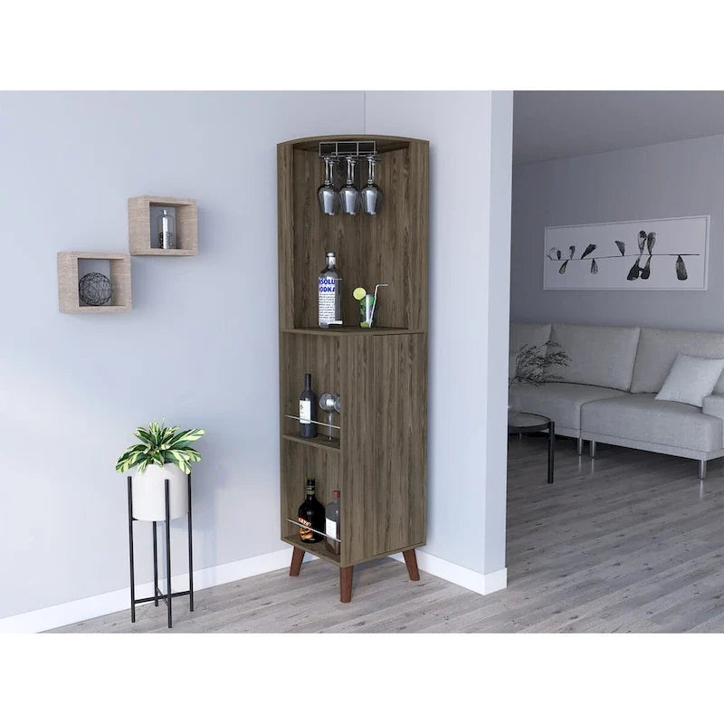 Mobile bar angolare per cucina, sala da pranzo, soggiorno, marrone scuro