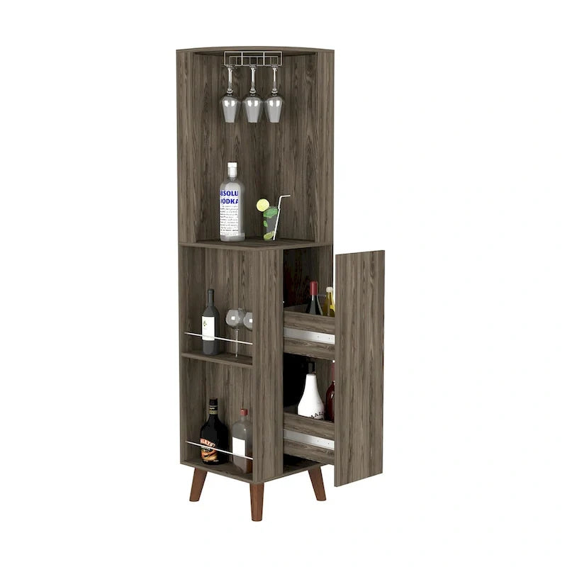 Mobile bar angolare per cucina, sala da pranzo, soggiorno, marrone scuro
