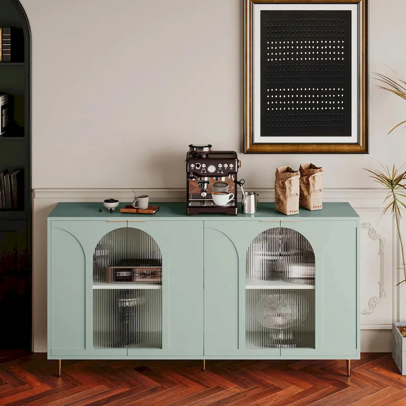 Mobile in legno con 4 ante in vetro, credenza buffet
