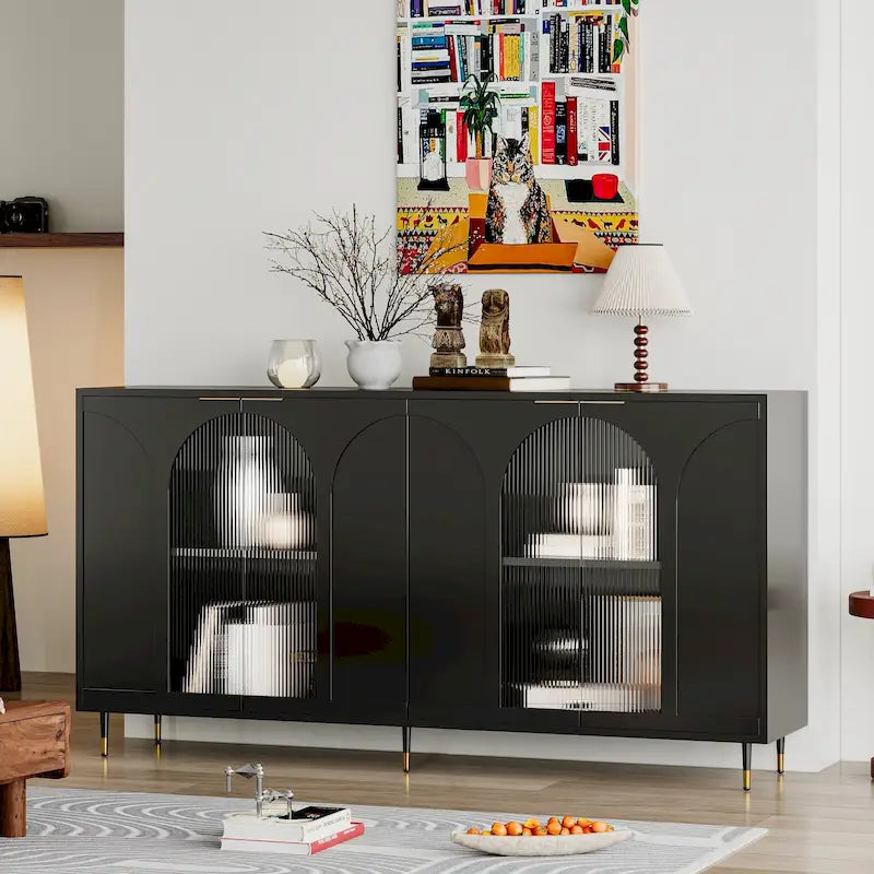 Mobile in legno con 4 ante in vetro, credenza buffet