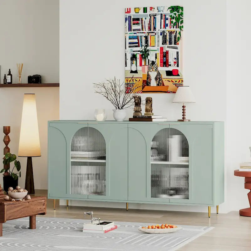 Mobile in legno con 4 ante in vetro, credenza buffet