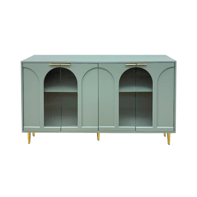Wooden Cabinet with 4 Glass Doors Sideboard Buffet Server Cabinet