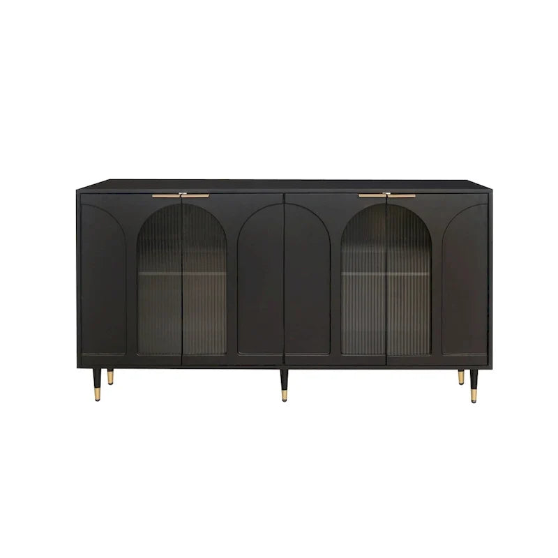 Wooden Cabinet with 4 Glass Doors Sideboard Buffet Server Cabinet
