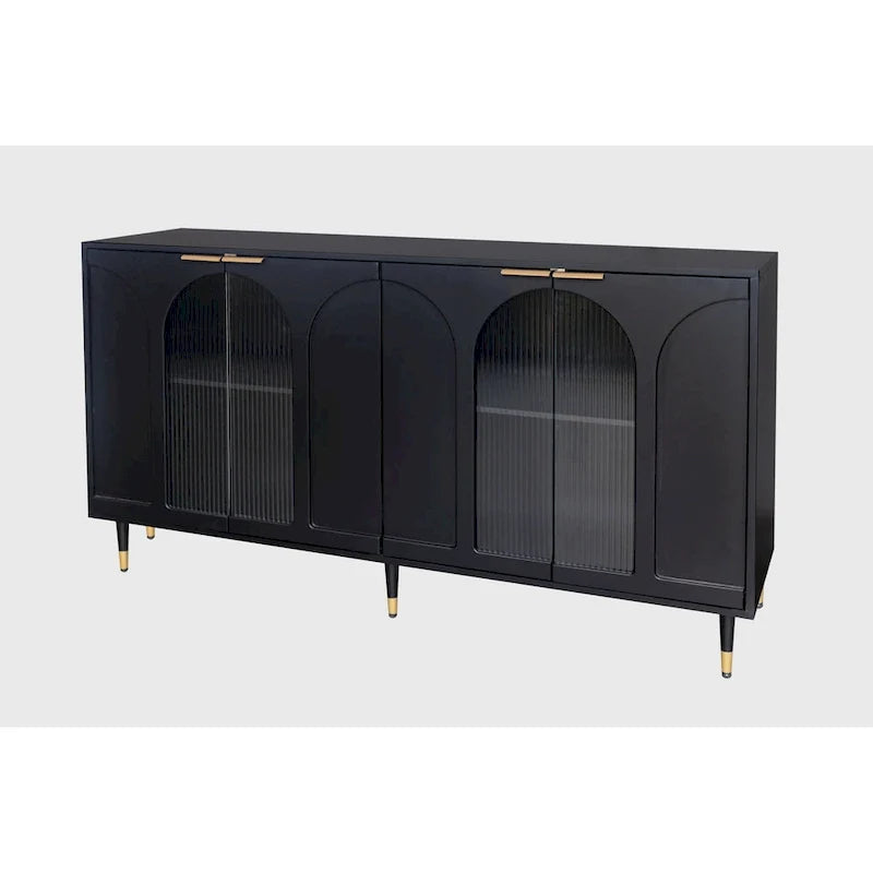 Wooden Cabinet with 4 Glass Doors Sideboard Buffet Server Cabinet