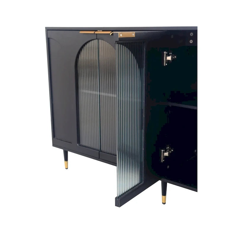 Wooden Cabinet with 4 Glass Doors Sideboard Buffet Server Cabinet