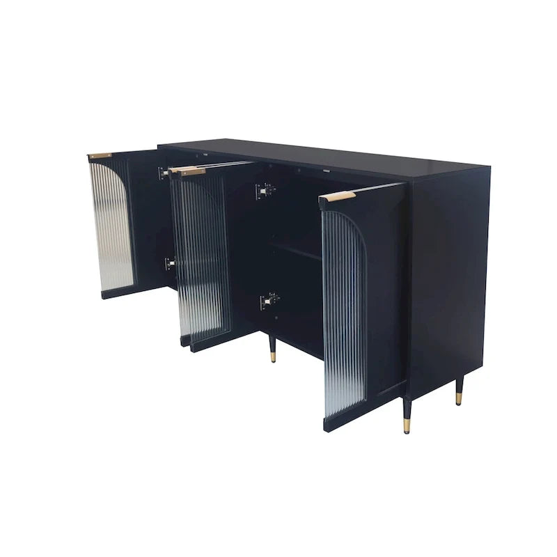 Wooden Cabinet with 4 Glass Doors Sideboard Buffet Server Cabinet