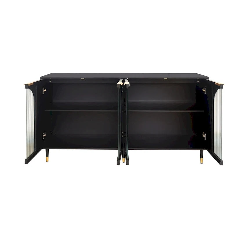 Wooden Cabinet with 4 Glass Doors Sideboard Buffet Server Cabinet