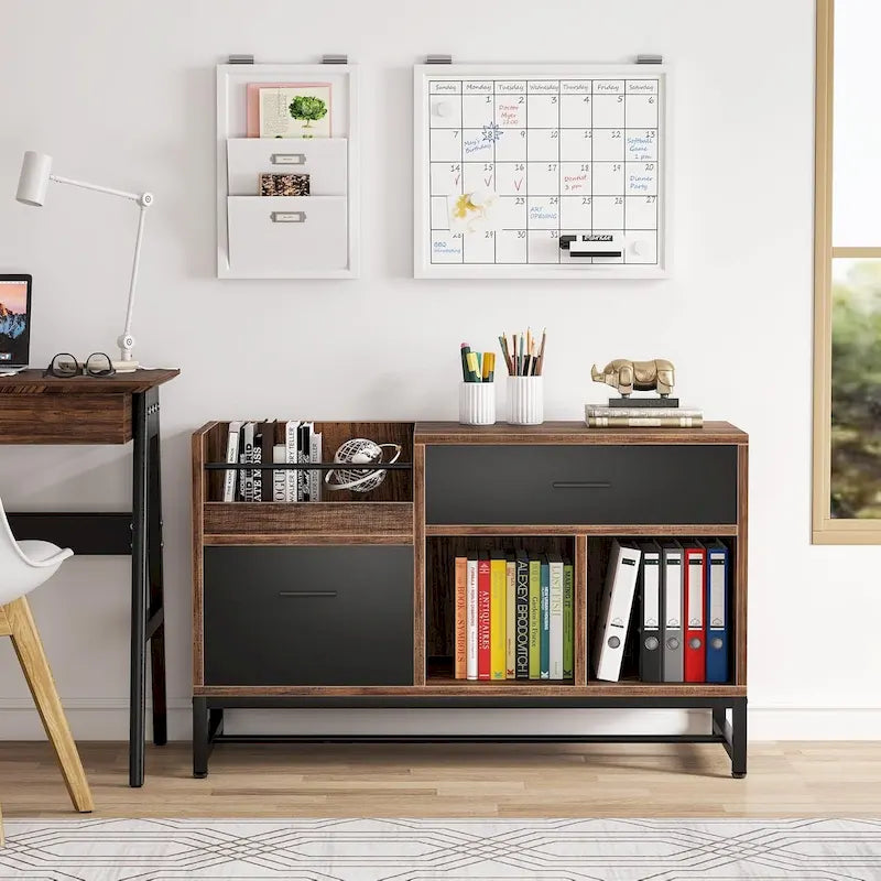 Schedario e supporto per stampante in legno da 39-Inch con 2 cassetti