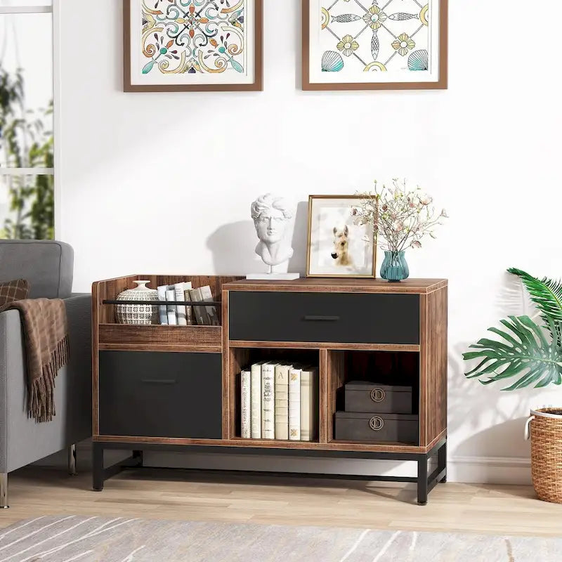 Schedario e supporto per stampante in legno da 39-Inch con 2 cassetti