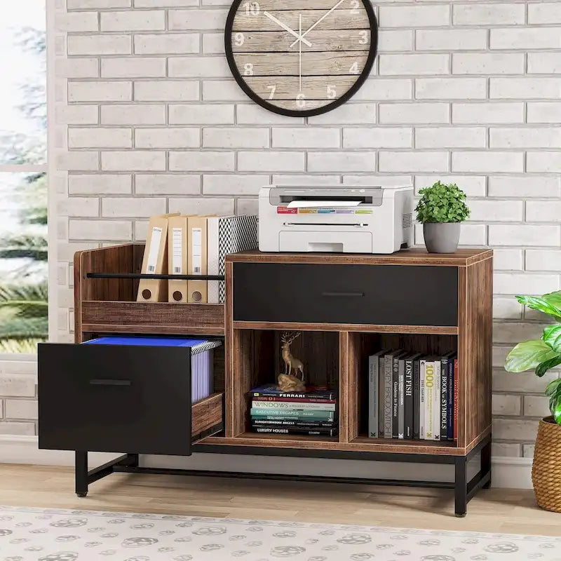 Schedario e supporto per stampante in legno da 39-Inch con 2 cassetti