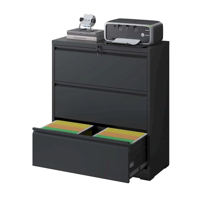 Lateral File Cabinet 3 Drawer,Filing Cabinet with Lock, Lockable File Cabinet for Home Office, Locking Metal File Cabinet