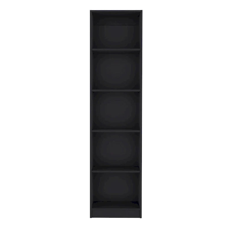 Bookcase with 5-Tier Shelves and Slim Design -Black -Office