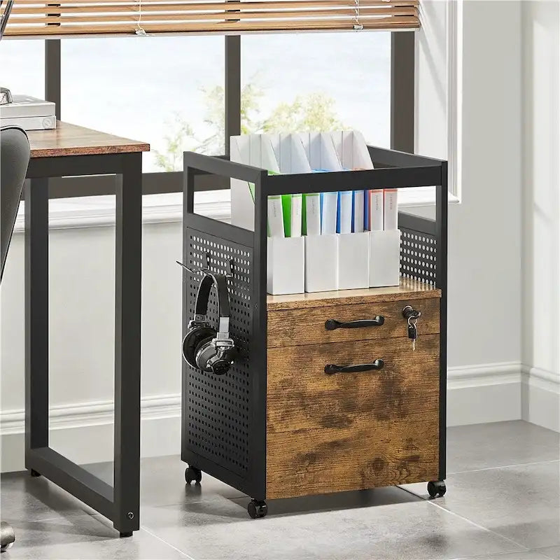 Office File Cabinet with Open Storage Shelf Mobile File Cart