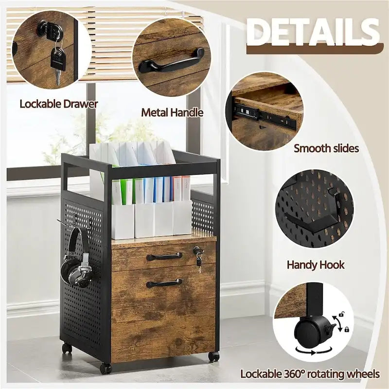Office File Cabinet with Open Storage Shelf Mobile File Cart