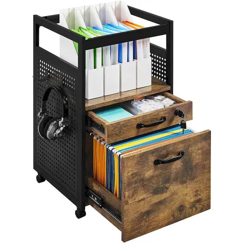 Office File Cabinet with Open Storage Shelf Mobile File Cart