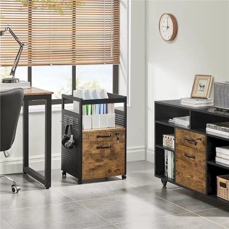 Office File Cabinet with Open Storage Shelf Mobile File Cart