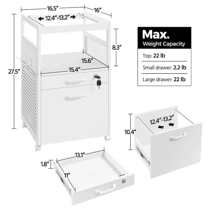 Office File Cabinet with Open Storage Shelf Mobile File Cart