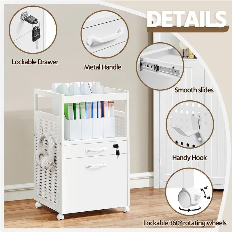 Office File Cabinet with Open Storage Shelf Mobile File Cart