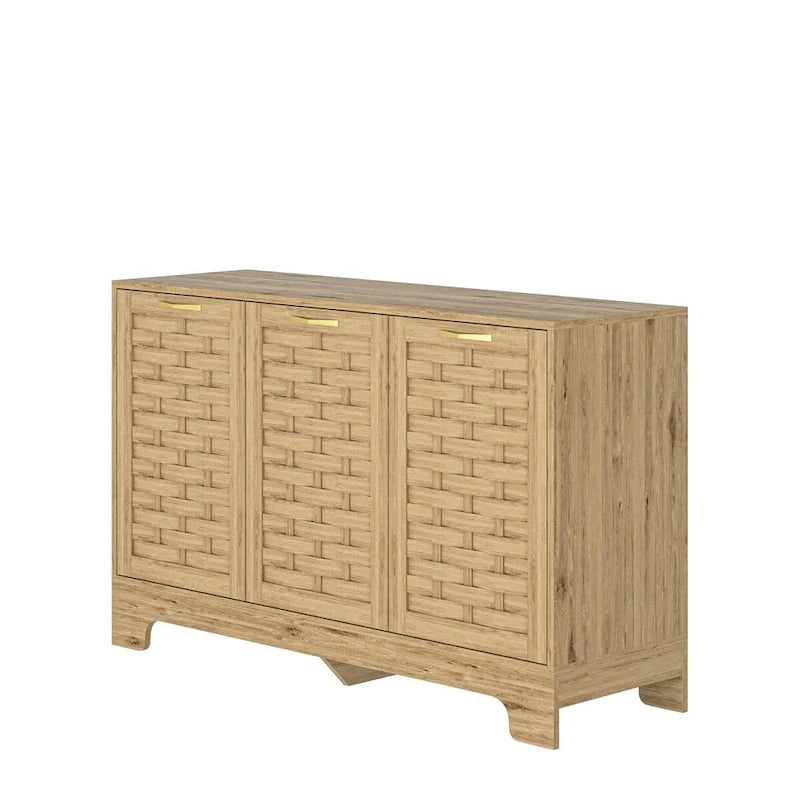 Credenza in legno con contenitore e ripiano regolabile