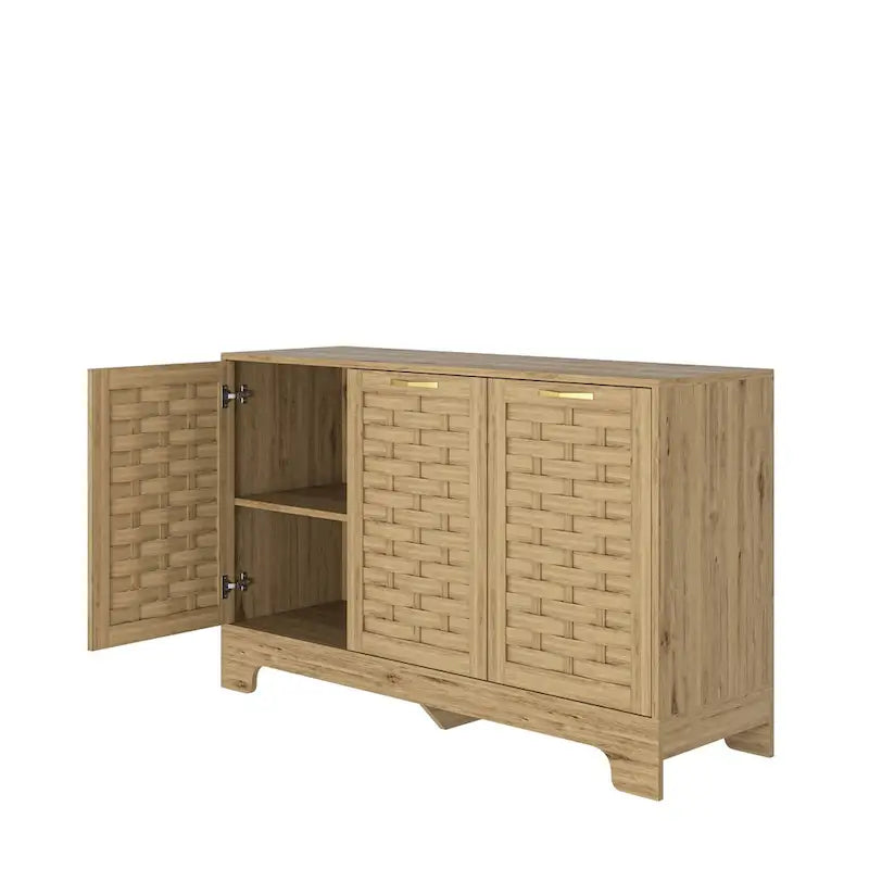 Credenza in legno con contenitore e ripiano regolabile