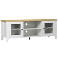Modern TV Stand, Entertainment Center with Shelves and Cabinets for Flatscreen TVs up to 60 for Bedroom, Living Room, White