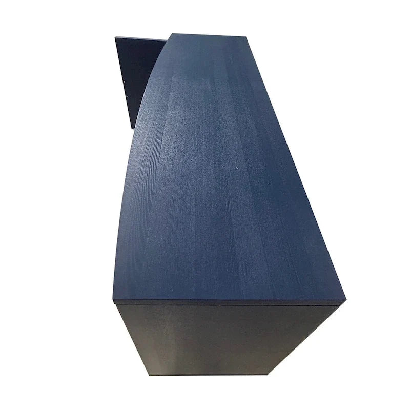 Navy Blue Sideboard Buffet Cabinet with Geometric Texture, Gold Handle Storage Credenza